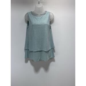 J Jill Purejill Linen Blend Tank Top Blue Stripe Layered Coastal Women’s S NWT